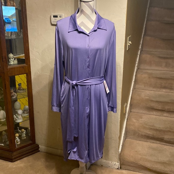 LuLaRoe Dresses & Skirts - NWT Large Lularoe Ellis shirt dress-solid lavender with belt